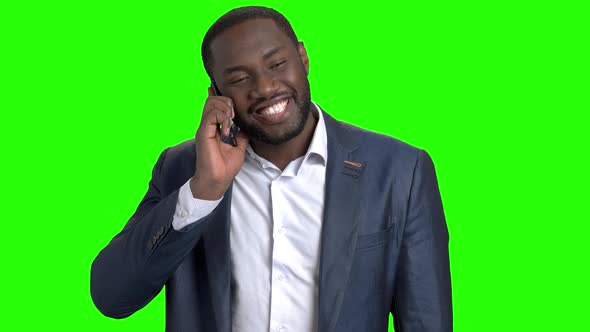 Man Talking on Phone on Green Screen