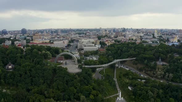 Panoramic View of Arch of Friendship of Peoples From the Sky