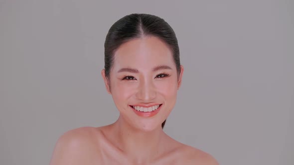 Portrait of attractive girl with soft make-up and white skin.
