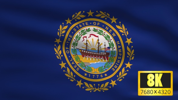 8K New Hampshire State Flag Background