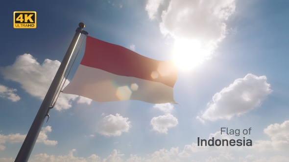 Indonesia Flag on a Flagpole V2 - 4K
