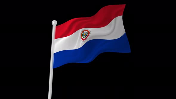 Paraguay Flag Flying Animated Black Background
