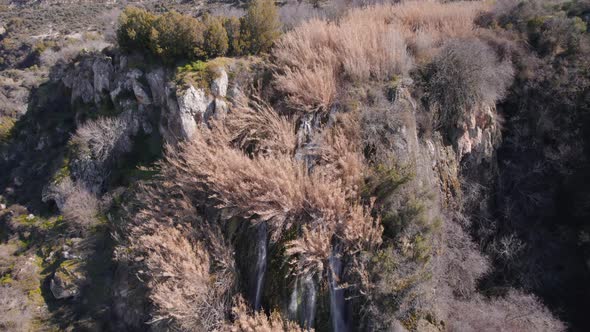 Drone Aerial  Waterfall Nature Background Cyprus