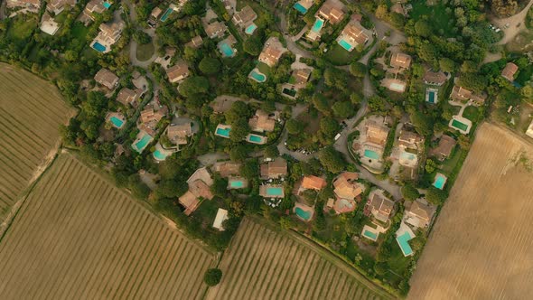 Beautiful Houses With Swimming Pools Surrounded By Vineyards