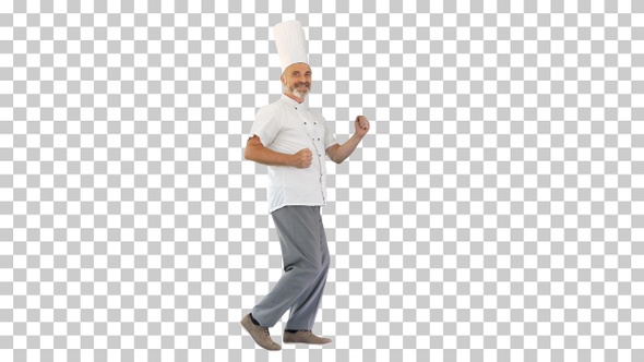 Funny male chef cook dancing, Alpha Channel