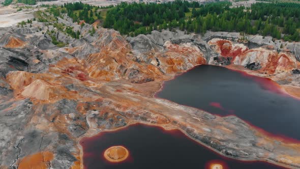 Bloody Red Ponds and Clay Mountains - Unusual Landscape