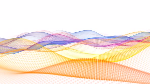 Digital Colorful Particle Line Wave Animation On White Background