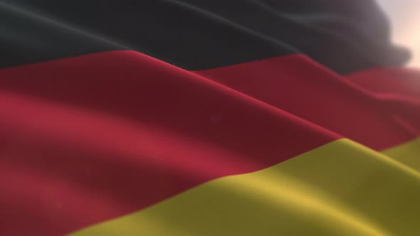 Waving Black Red And Yellow Striped National Germany Flag Country Symbol