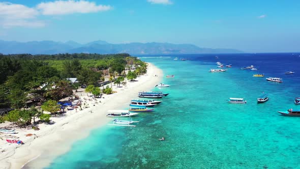 Aerial view abstract of exotic lagoon beach break by blue ocean with clean sand background of a dayt