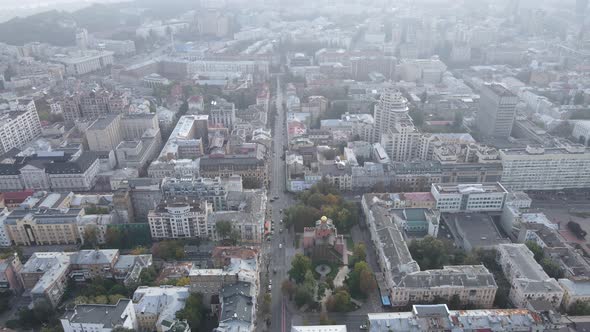 Cityscape of Kyiv, Ukraine. Aerial View, Slow Motion