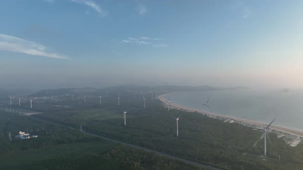 Wind Turbines in mountain during sunset