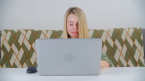 Freelancer person doing distant work online from home during lockdown in 4k video clip