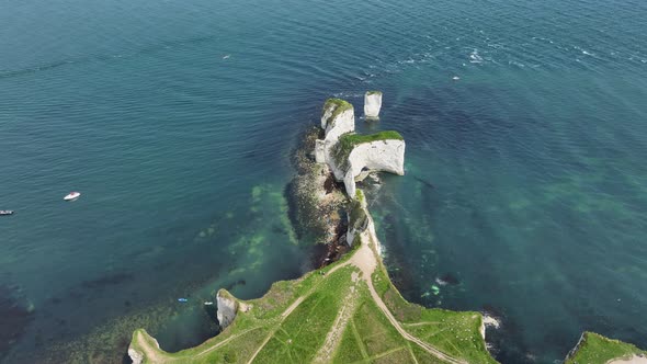 Old Harry Rocks a Chalk Cliff Formation Eroded by the Sea