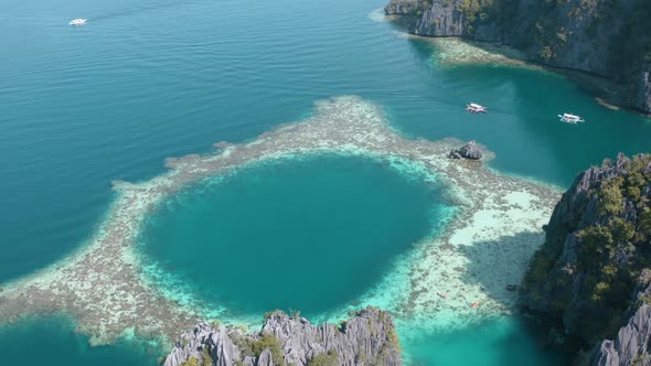 Aerial View of the Twin Lagoon in Coron Island, Palawan, Philippines