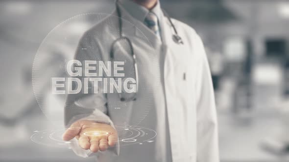 Doctor with Gene Editing in Medicine Hologram Concept