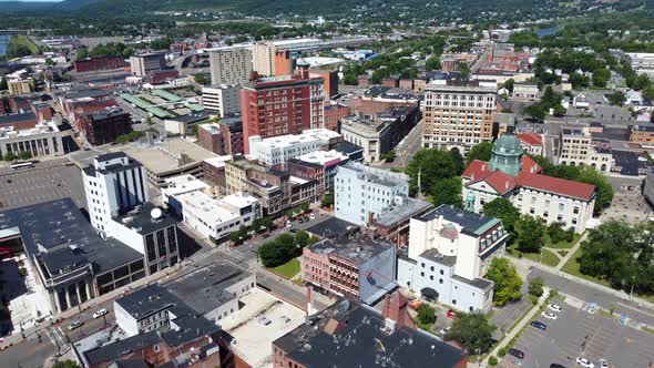 Binghamton, New York, downtown, aerial drone