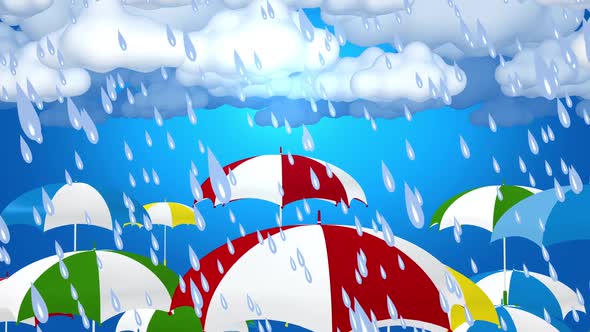 Umbrellas Under Rain Kids Background