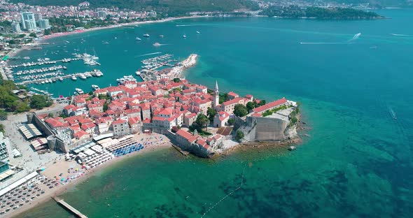 Budva, Montenegro. Famous Old Town on Adriatic sea