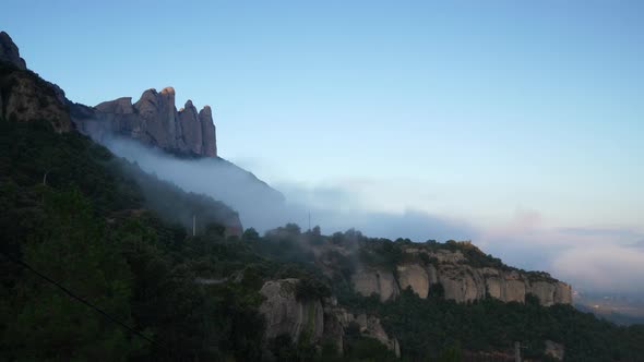 Clouds Over Montserrat Mountain Range, Spain. Timelapse