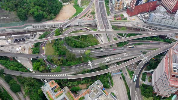 Top view of Hong Kong traffic