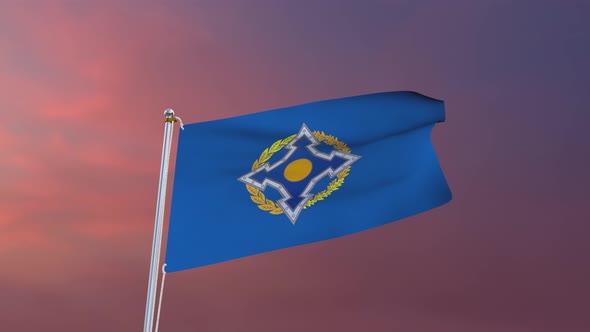 Flag Of CSTO Waving 4k