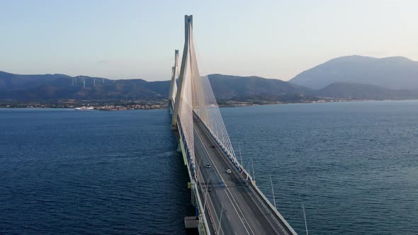 Drone View of Rio  Antirio Bridge