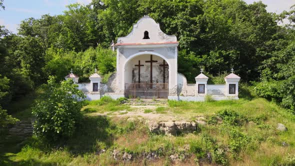 A view of the Calvary in the town of Modry Kamen in Slovakia