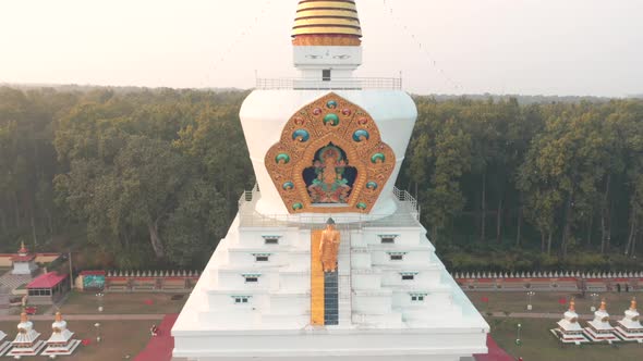 Aerial view of a buddhist temple near Rishikesh, Uttarakhand, India.