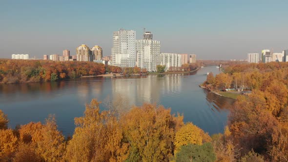 Flight Over Moscow Canal in Khimki Russia