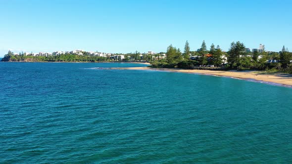 Aerial view of Dicky Beach, Sunshine Coast, Queensland, Australia.