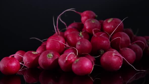 looped rotation of a slide of radishes