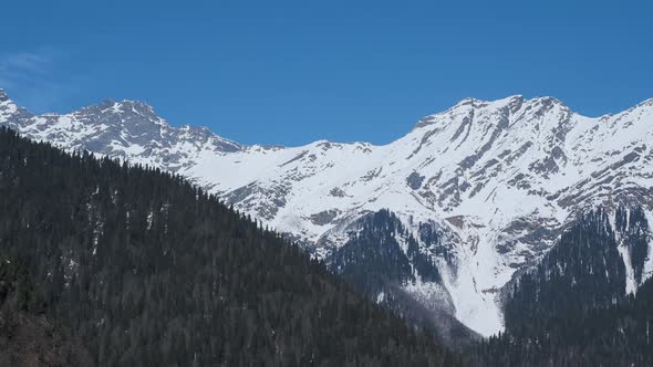 Panoramic View of Mountains Over Ritsa Lake in Abkhazia