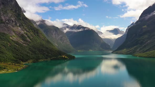 Beautiful Nature Norway Natural Landscape Lovatnet Lake.