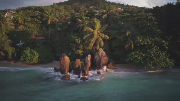 Beach at Seychelles aerial view