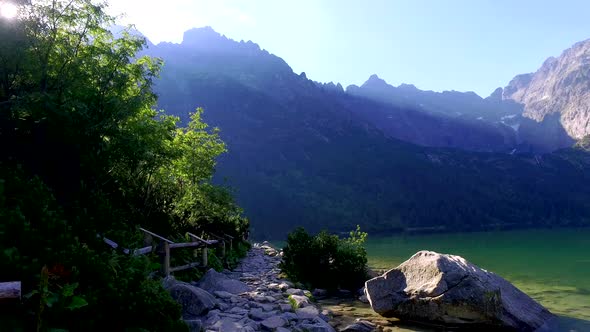 Stunning lake in the Tatra Mountains at sunrise, Poland