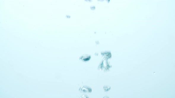 Water Bubbles Going Up In White Background