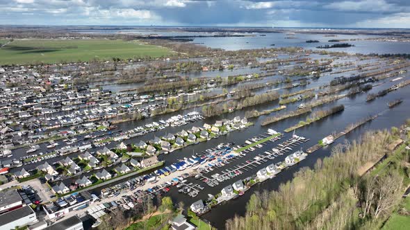 Loosdrechtse Plassen Harbour Waterway Canals and Cultivated Ditch Nature Near Vinkeveen Utrecht