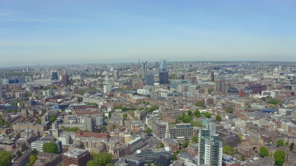 Establishing drone shot of Borough Southwark south London