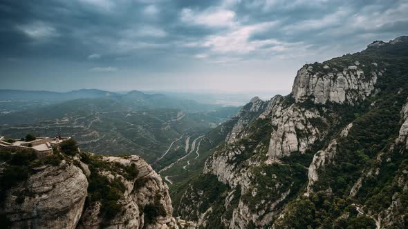 Timelapse, Time-lapse Of Montserrat Mountains Near Barcelona, In Catalonia, Spain, It Is Part Of The