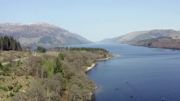 Canoeists in Scotland in a Lake by Beautiful Landscape From the Air