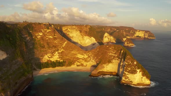 Kelingking Beach on Nusa Penida Island, Bali, Indonesia. An Amazing Wild Nature View Sandy Beach