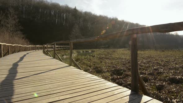 Point of View Pov Walk on Boardwalk Throughout Unesco Word Heritage Plitvice Lakes National Park