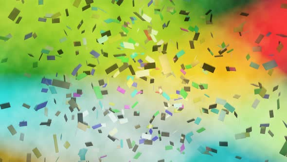 Colorful Confetti Falling Against Stage Lights 4k