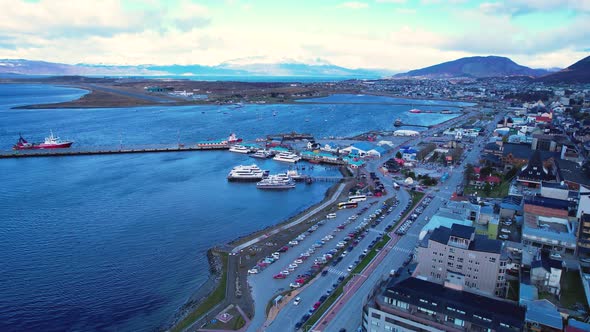 Patagonia landscape. Famous town of Ushuaia at Patagonia Argentina