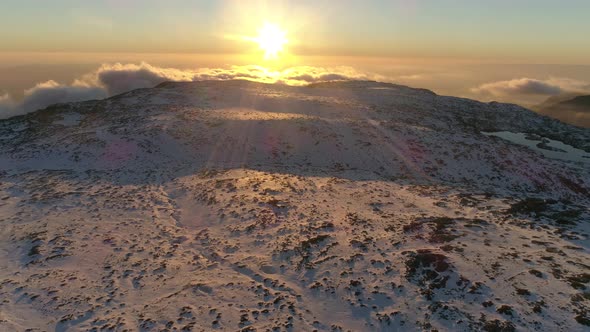 Winter Nature Sunset Frozen Mountain