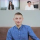 Delighted Guy in Shirt Talks to Friends at Online Meeting - VideoHive Item for Sale