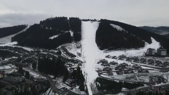 Aerial View Of Carpathian Winter Bucolel