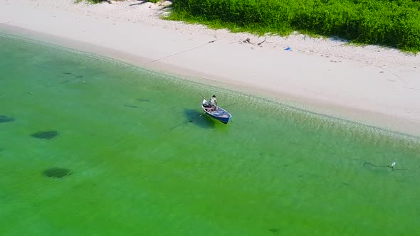 Drone texture of marine seashore beach voyage by blue lagoon with sand background