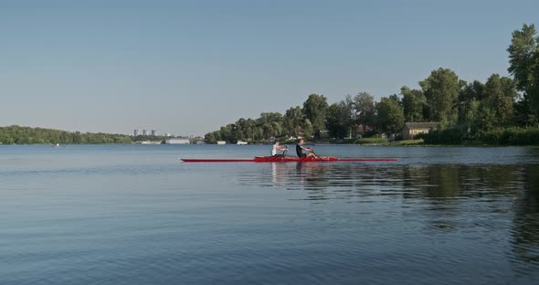 Young Sports Team Two Teenage Boys with Double Boat Kayak