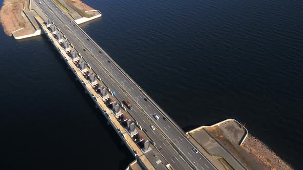 A Dam on Which Cars are Traveling